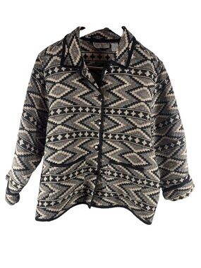 VINTAGE Jane Ashley Aztec Tapestry Jacket 2X  100% Cotton Southwestern